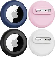 4 Pack for Apple Airtag Holder,Waterproof Silicone Air Tag Case for Kids with Invisible Pin, Safety Pins Hidden Inside Clothes,Backpack for Children Elderly