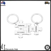 Customize Special Metal Keychain Jigsaw Duos 2pc: Personalized Keyrings Gift Set