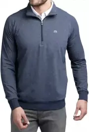 travis mathew zachary half zip pullover Heather Blue￼ Nights 2XL