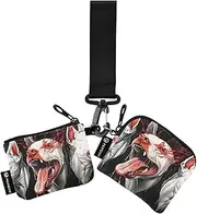 [XYMZR] Mini Zip Around Wristlet keychain Wallet Abstruct Dog Head Red for Women Personalized Pattern Detachable Dual Pouch Wristlet Portable Wallet Phone Coin Purse, Multi-colored, One Size