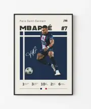 Mbappe PSG FC Autographed Art Poster Prints. Great Gift!