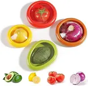 4 Pcs Vegetable and Fruit Storage Containers for Fridge, Refrigerator Vegetable Crisper Makes Food Stays Fresh Longer, BPA Free & Reusable, Ideal Avocado Lemon Tomato and Onion Keeper/Saver/Holder