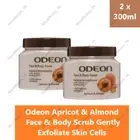 2 x Odeon Apricot & Almond Face & Body Scrub Gently Exfoliate Skin Cells 300ml