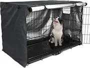 Kennel Cover for Dog Cage - Double Door Wire Kennel Privacy Cover - 42 Inches Oxford Fabric Pet Crate Protector for Indoor Outdoor Protection