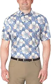 [PGA TOUR] Men's Short Sleeve Hibiscus Print Golf Polo