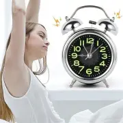 4 Inches Twin Bell Super Loud Alarm Clock With Nightlight For Heavy Sleepers
