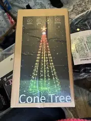 USB Outdoor Lighted Christmas Tree 6FT, 250 LED RGB Prelit Smart Cone Christmas