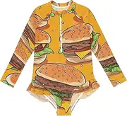 [Joitme] Hamburger Yellow Girls' Toddler Swimsuit 3T
