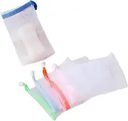 ASAKKURA 5pcs Face Exfoliator Net Soap Exfoliating Soap Saver Drawstring Design for Quick Drying Random Color