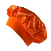 Nightcap with Elastic Wide Band Extra Large Sleeping Satin Bonnet Smooth High Density Women Braids Curly Night Hat Sleeping Cap for Home Salon orange