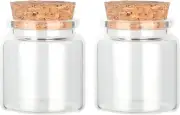 Decorative round Glass Bottles with Cork Stoppers (2 Pcs / 1.7 Fl Oz.)