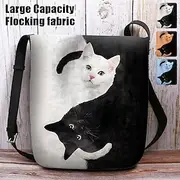 Yin Yang Cat Design Crossbody Bag - Artistic Black and White Cat Print Shoulder Bag for Women, Perfect for Casual and Everyday Use