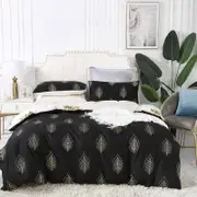 Fabric Fantastic Reversible Design King Size Black Gold Quilt/doona/duvet Cover Set