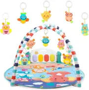 CYZAM Baby Tummy Time Mat, Baby Gyms Playmats Activity Mat with 5 Rattles, Pi...