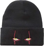 [XolngYYeng] Clown Eyes Hat | Unisex Clown Eyes Knitted Hat | Clown Hat Scary Eyes Knit Beanie Hat Dancing Clown Hip-hop Hat Embroidery Cosplay Performance Props for Men Women