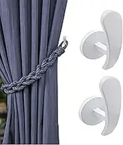 Curtain Holdbacks 2Pcs Aluminum Alloy 65Mm White Wall Hook Curtain Pull Cord Fixed Hook Accessories - White