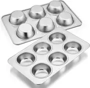 Muffin Pan Set Of 2 Stainless Steel Muffin Pan Tin For Baking 6cup Metal Cupcake