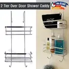 Chrome 2 Tier Over Door Shower Caddy Bath Shelf Rack Storage Towel Hangers AU