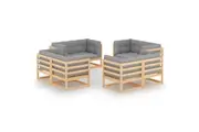 8 Piece Garden Lounge Set with Cushions Solid Pinewood vidaXL