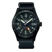 Seiko 5 Sports Automatic GMT Black Dial Leather Strap Watch SSK025
