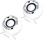 HOMSFOU 2.0 Computer Speakers Mini Portable Speakers Music Speaker for Home Office White Sturdy and Stylish