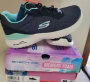 Skechers Skech-Air Dynamight Women's Shoes ~ Black Turquoise 7.5 Wide Fit