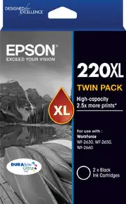 Epson 220XL Black Ink Cartridge - Twin Pack (Original)