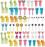 DACUAN Food Picks for Kids Lunches, 60 Pcs Cute Animals Mini Food Fruit Fork Picks Cartoon Fruit Picks Toothpicks for Kids Children Lunch Bento Fruit Dessert
