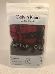 CALVIN KLEIN Boy's 2 Pack Cotton Stretch Boxer Briefs M (8-10) New Red, Black