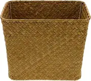 Alipis Hand Woven Straw Waste Basket Kitchen Storage Bin for Organizing Small Wicker Basket for Shelves