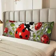 Ladybug Body Pillow Cover Ultra Soft Microfiber Pillowcases Breathable Long Pillow Case Fuzzy Bed Pillow Protector with Zipper Full Body Pillowcase 20x54 Inches