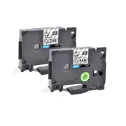 2PK Compatible with Brother P-Touch TZ-131 Black on Clear 0.47" Label Tape 12mm