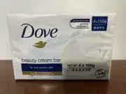 4 Pack DOVE Beauty Cream Bar Soap for Soft Smooth Skin