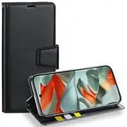 For Google Pixel 9A Case, Hanman Wallet Leather Flip Magnetic Stand Case Cover (Black)