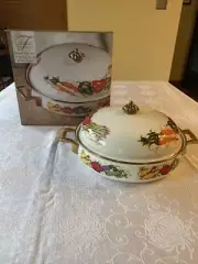NEW Farmer’s Market Enamel On Steel 10" Covered Buffet Server - Vegetable Motif