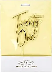Cake & Candle Twenty One Layered Cake Topper, Gold/Clear