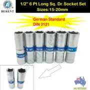6PC 1/2" Drive Metric German Standard Deep Socket Set 15-20mm CRV GS Dr. Sockets