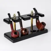 Wooden Tobacco 4 Pipes Display Rack Holder Smoking Pipes Solid Wood Stand Black
