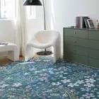 Extra Large Lounges Rug Teal Turquoise Blue Non Slip Plush Floral Carpet 240x340