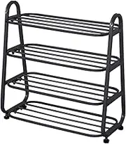 Metal Shoe Rack, 4-5 Tier Multi-Functional Shoe Rack, Simple Shoe Rack with Adjustable Feet, Thickened Frame, Doesn't Take Up Space, Suitable for Entrance, Dormitory, Terrace(Black,4-ply-80cm/31.5in)
