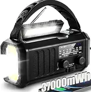Upgraded 10000mAh Emergency Hand Crank Radio AM/FM with LED Flashlight Solar Radio, Portable Weather Radio, Emergency Cell Phone Charger for Family Outdoor Camping and Emergency Rescue Use