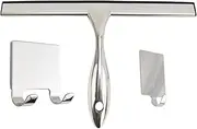 All Purpose Shower Squeegee, Stainless Steel Shower with Hook, Glass Cleaner Squeegee Wiper Scraper for Glass, Doors, Walls and Window