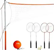 Franklin Sports Volleyball + Badminton Combo Sets - Backyard + Beach Outdoor Volleyball + Badminton Net Set - Portable Badminton + Volleyball Net with Poles - Volleyball, Rackets + Birdies Included