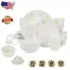 Microwave & Dishwasher Safe 16-Piece Stoneware Dinnerware Set with Marble Finish