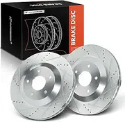 A-Premium 12.80 inch (325.2mm) Front Drilled and Slotted Disc Brake Rotors Compatible with Select Chevrolet, Cadillac Models - Corvette 1997-2004, XLR 2004 2008-2009