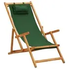 Folding Beach Chair Outdoor Garden Patio Camping Wooden Sun Lounger Solid Green