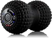 SUVIUS Peanut Electric Vibrating Rechargeable Foam Roller - 4 Intensity Levels for Firm Battery-Powered Deep Tissue Recovery, Training, Massage - Therapeutic Back and Muscle Massage Roller (Black)