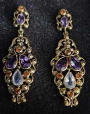 Nicky Butler Bronze Opal Citrine Ornate Chandelier Drop Earrings Signed NIB