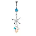 Surgical Steel Crystal Starfish Conch Body Navel Belly Ring Button Piercing B.ar