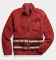 RRL Ralph Lauren Southwestern Wool Blend Fleece Liner Jacket-MEN- XL